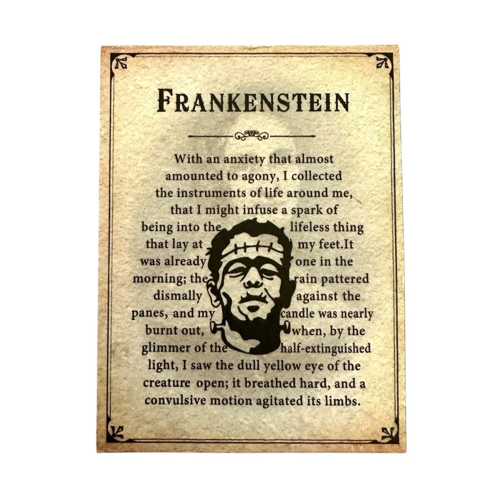 NEW Ashland Halloween Frankenstein Tabletop Décor Vintage Book Page Wall Box 6x8
